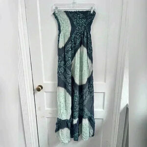 Coolchange Strapless Smocked Maxi Resort Beach Coastal Boho Dress Size M/L